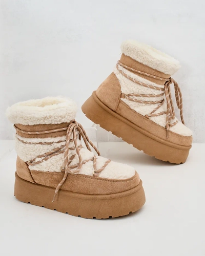 Royalfashion Bottes de neige à lacets pour femme Evonie