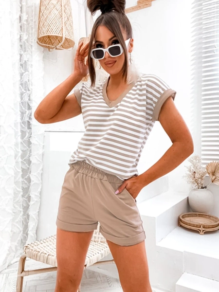 Royalfashion Ensemble en coton à rayures pour femmes