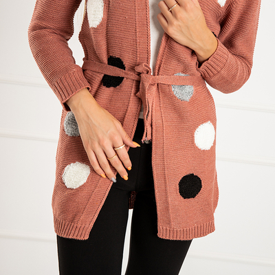 Cardigan noué pour femme rose foncé avec épingles colorées - Vêtements