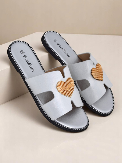 Royalfashion Mules plates pour femmes Heart Chic