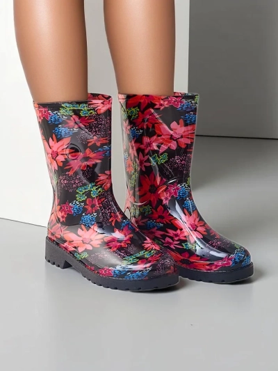 Royalfashion Bottes de pluie fleuries pour femmes Olemm