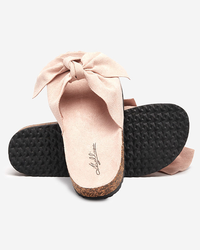 OUTLET Chaussons femme rose clair en éco-daim avec nœud Xeria - Footwear