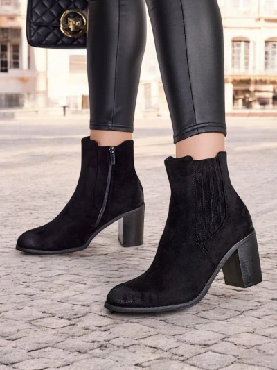 Bottines pour femmes en éco-suède Royalfashion à talon bloc Cesios
