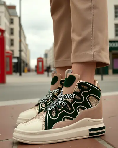 Royalfashion Baskets de sport hautes pour femmes avec talon caché Oblaffi