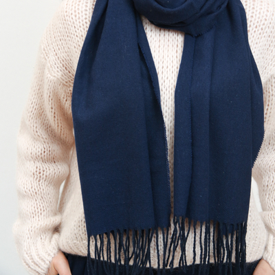 Echarpe étroite classique unicolore bleu marine pour femmes - Accessoires