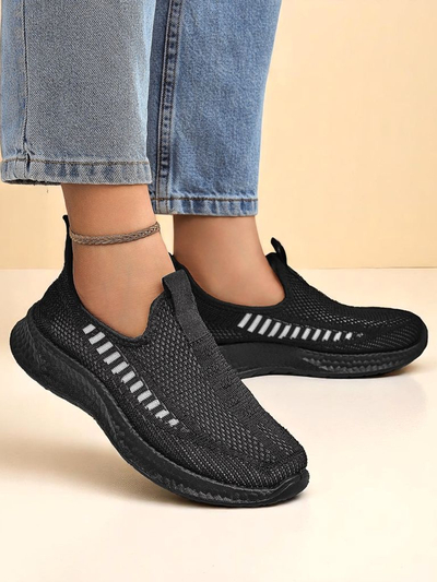 Royalfashion Chaussures de sport à enfiler pour femmes en tissu Sport Slip-On