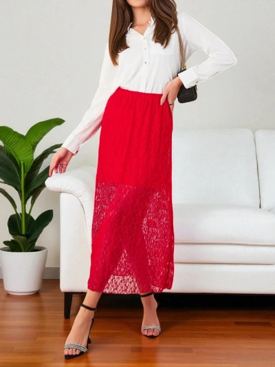 Jupe midi pour femmes Royalfashion avec dentelle