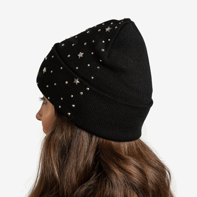 Chapeau noir pour femme avec étoiles et oxydes de zirconium - Accessoires