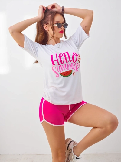 Ensemble de sport Royalfashion pour femmes avec un t-shirt et un short Bonjour Été