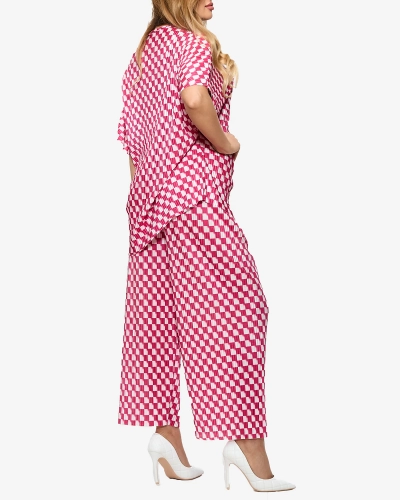 Ensemble plissé à motifs pour femme Fuchsia - Vêtements