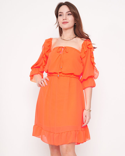Robe espagnole fluo orange pour femme - Vêtements