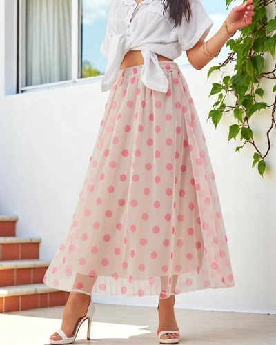 Jupe midi en viscose pour femmes Royalfashion avec tulle à pois