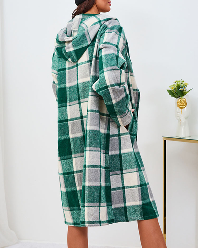 Royalfashion Manteau à carreaux verts pour femme