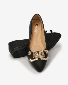 Royalfashion Ballerines noires à bout pointu pour femme avec embellissement sur le nez Figgda