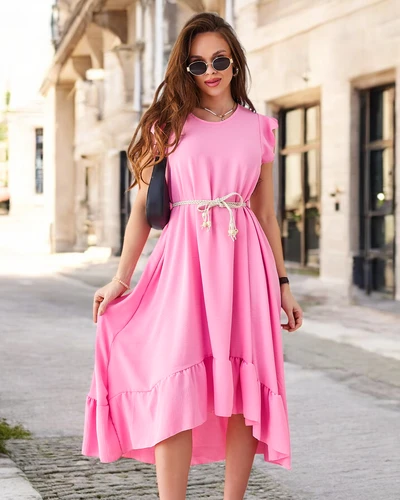 Robe midi pour femmes Royalfashion avec volants et manches courtes