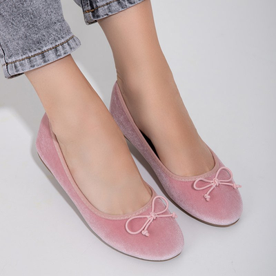 Ballerines en éco-suède Batari roses - Chaussures