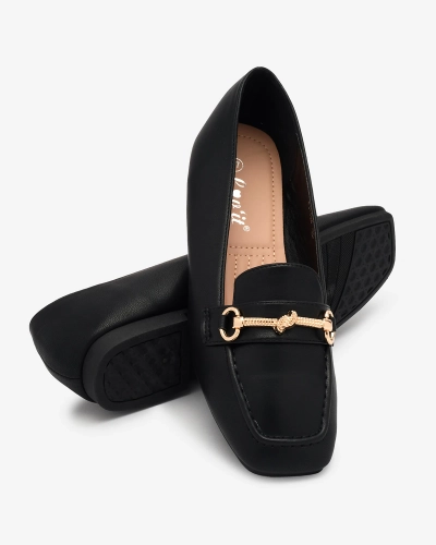 Royalfashion Mocassins pour femmes noirs avec ornements dorés Olerika