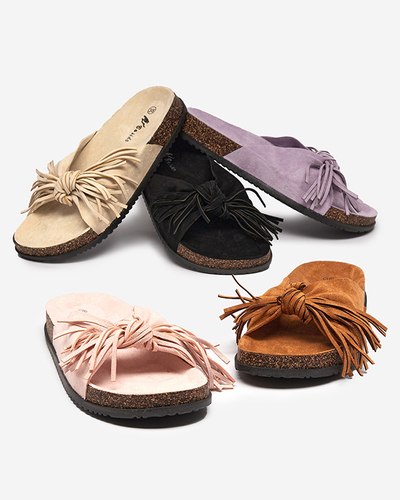 Chaussons femme avec pompons beiges Guttis - Footwear