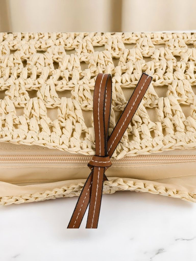 Royalfashion Grand sac à main en paille pour femme Naturel Classique