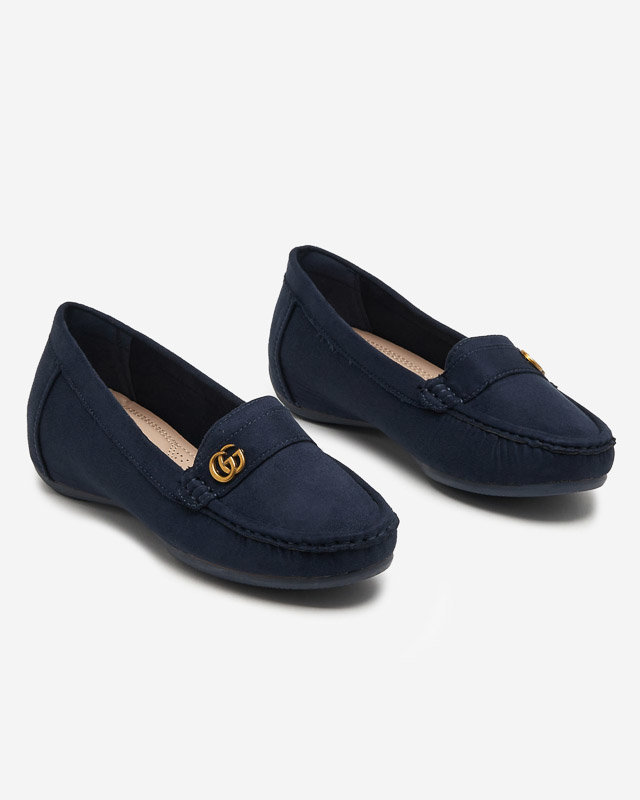 OUTLET Mocassins femme bleu marine à petit talon compensé Lemira
