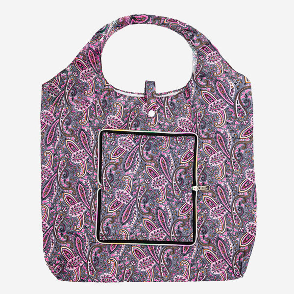 Sac portefeuille pliable serti à motifs rose et gris - Accessoires