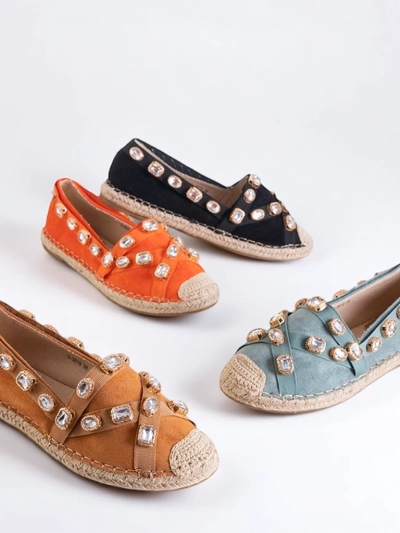 Espadrilles pour femmes noires avec cristaux Wamba - Chaussures