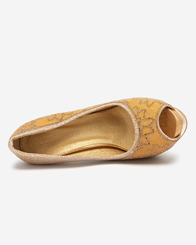 Escarpins femme en brocart doré avec zircons cubiques Vida - Chaussures