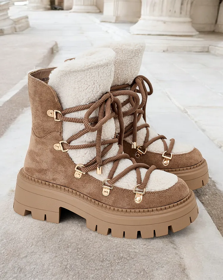 Royalfashion Bottes de neige Lozin à lacets pour femme