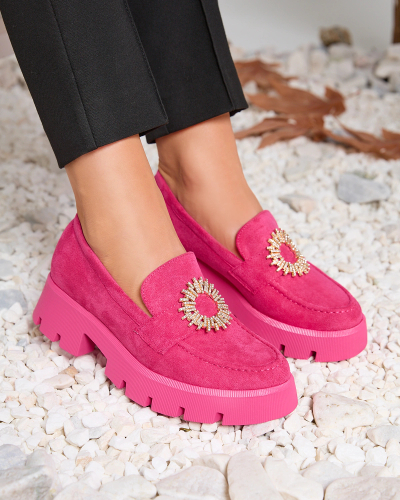 Royalfashion Mocassins en éco-daim pour femme Fuchsia Likoki