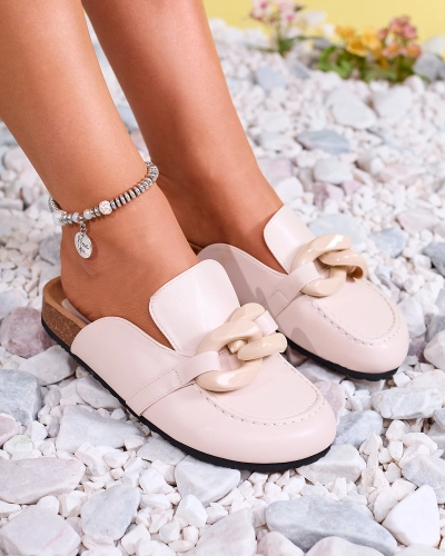 Royalfashion Tongs beige femme a'la mocassins Doleqi