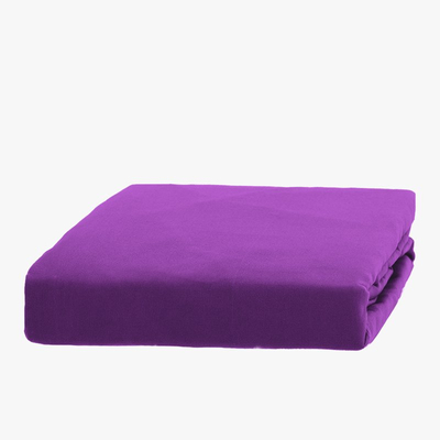 Drap en coton violet avec une bande élastique 160x200 - Feuilles