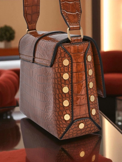 Royalfashion Petit sac à main verni pour femme en cuir écologique Velia Crest