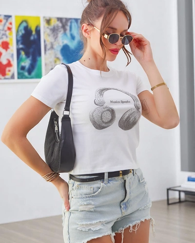 T-shirt en coton pour femmes Royalfashion avec imprimé musique