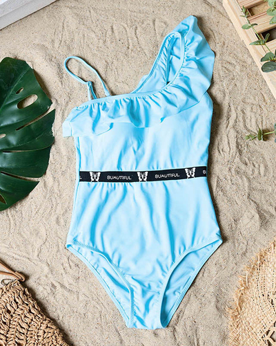 Maillot de bain 1 pièce femme bleu à volant - Sous-vêtements