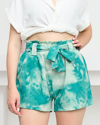 Short en tissu pour femme avec imprimé vert - Vêtements