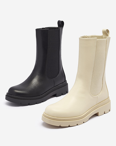 Beige bottes hautes pour femmes avec talon plat Vedesa - Vêtements