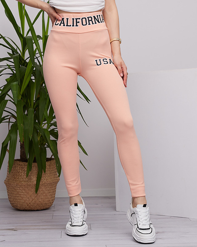 Legging côtelé poudré inscriptions femme - Vêtements