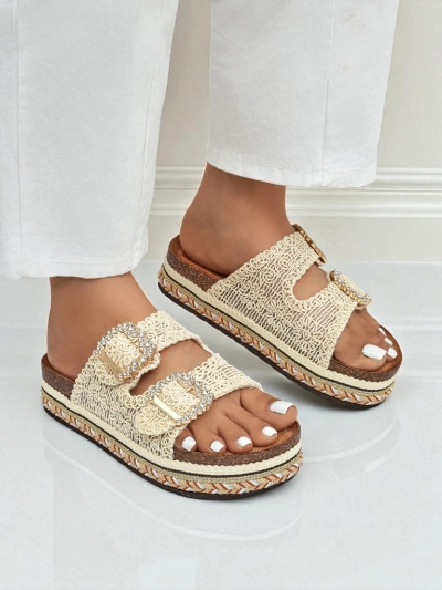 Royalfashion Mules pour femme avec boucles strass GlamCork