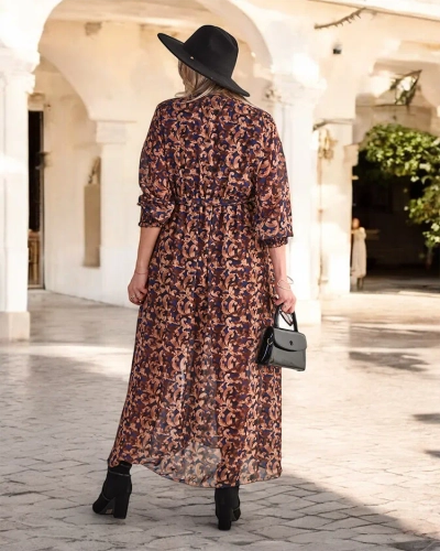 Royalfashion Robe longue à motif camel pour femme
