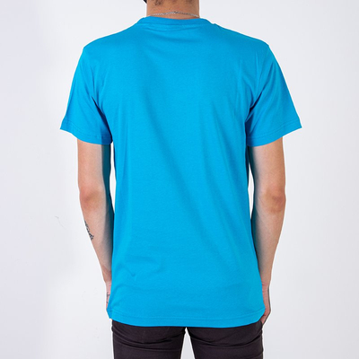 T-shirt homme en coton bleu foncé avec imprimé - Vêtements