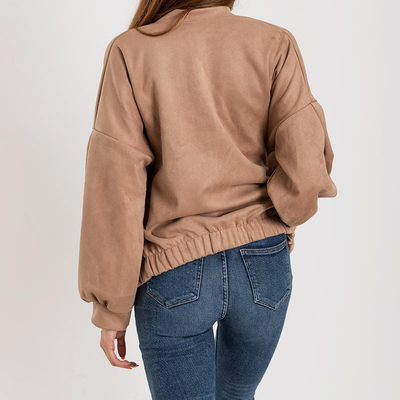 Blouson en daim beige pour femme - Vêtements