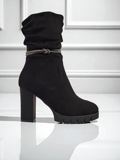 Bottines femme en daim écologique à talons épais RuneFlicker