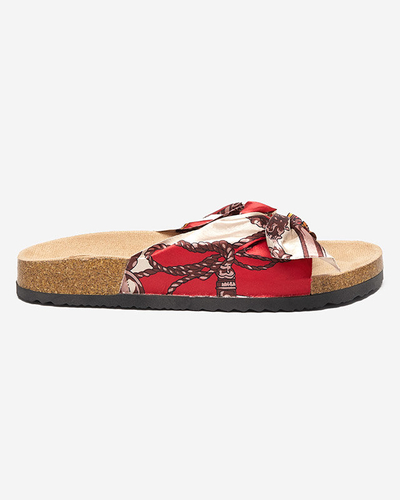 Pantoufles rouges pour femmes avec une tige en tissu à la mode Laneso - Footwear