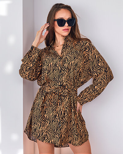 Royalfashion mini robe pour femme à motif a'la zebra