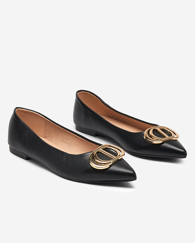 Ballerines pointues noires et dorées pour femme avec ornement sur le bout Manico - Footwear