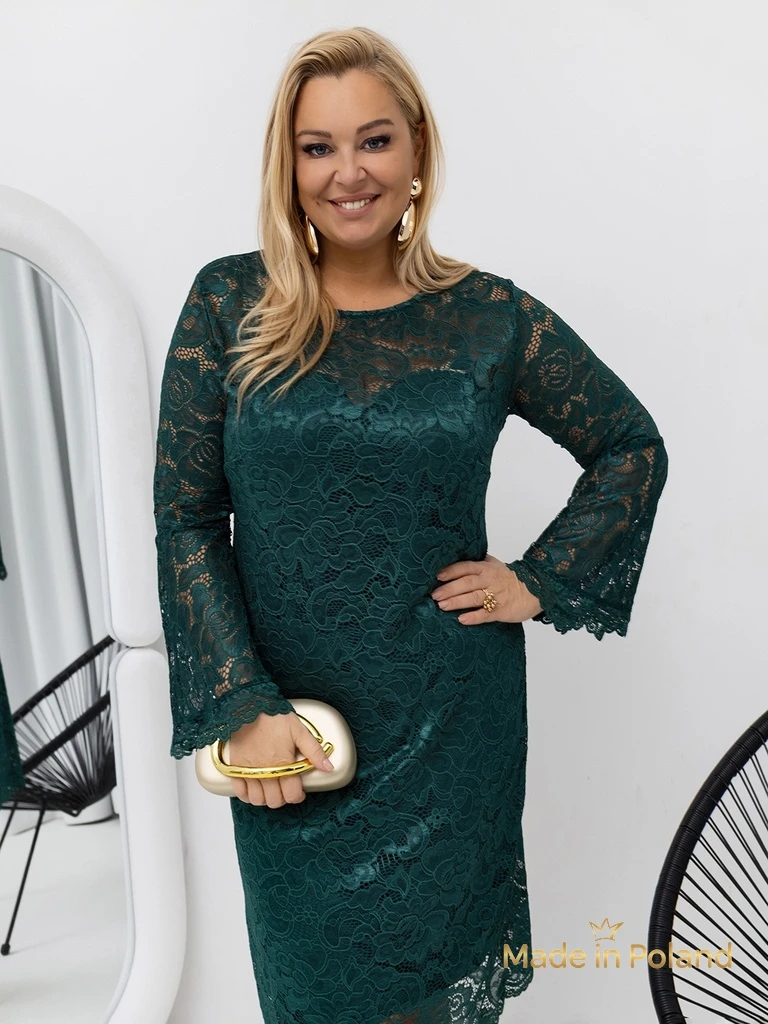 Robe midi en dentelle pour femmes à manches larges Kiss Star