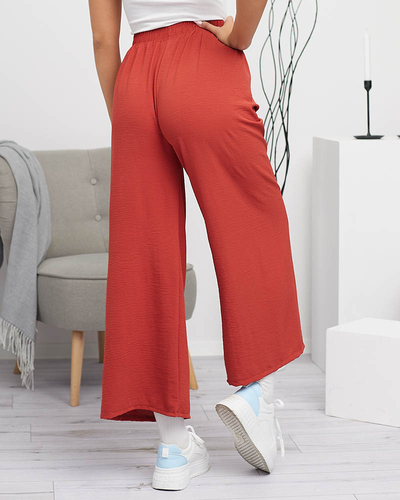 Pantalon large palazzo femme rouge - Vêtements
