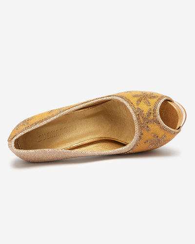 Talons hauts pour femmes en brocart doré et zircons cubiques Yilla - Footwear