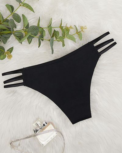 String femme en dentelle à rayures noires. GRANDE TAILLE- Sous-vêtements