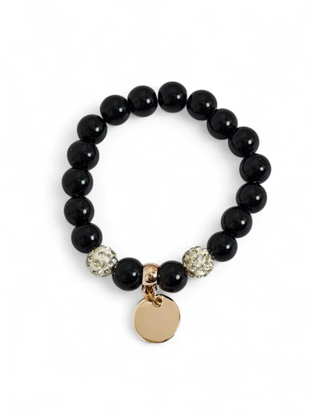 Bracelet Callista Nero – perles en céramique noires avec une touche italienne